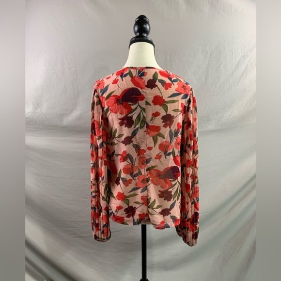Rose Floral Print Lantern Sleeve Blouse - Picture 8 of 8